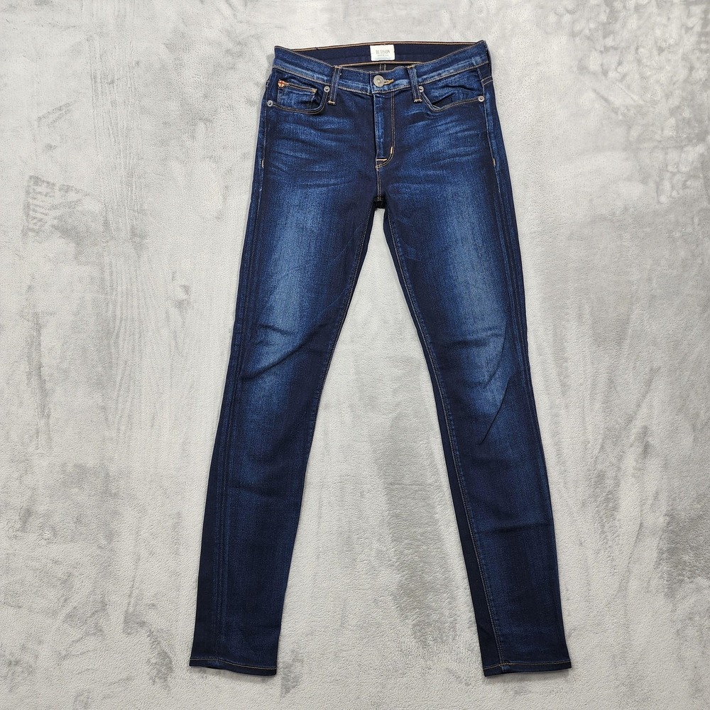 Hudson Jeans Womens 27 Blue Nico Mid Rise Super Skinny Stretch Denim Dark Wash
